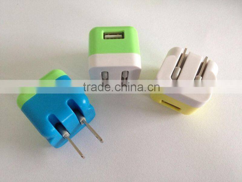ODM/OEM DC5V1000mA travel charger portable US home charger for smartphone