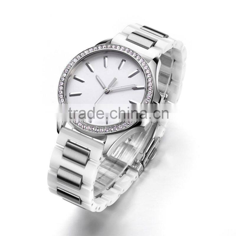High Quality Stone Setting Women Watches Ceramic 3ATM