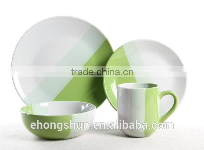 16pc stoneware color glaze/embossed dinnerware set