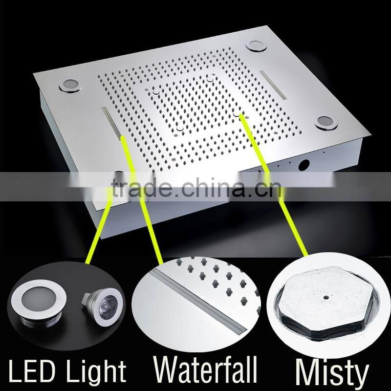 Wholesale modern LED ceiling shower set rainfall waterfall shower head hot cold high flow bath shower mixer bathroom accessories
