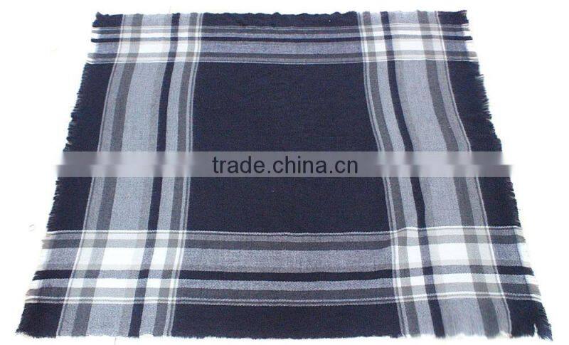 blanket square oversize black and white tartan shawl