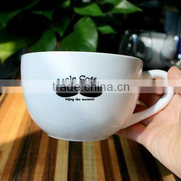 Bulk wholesale white custom printed ceramic tea cups and saucers