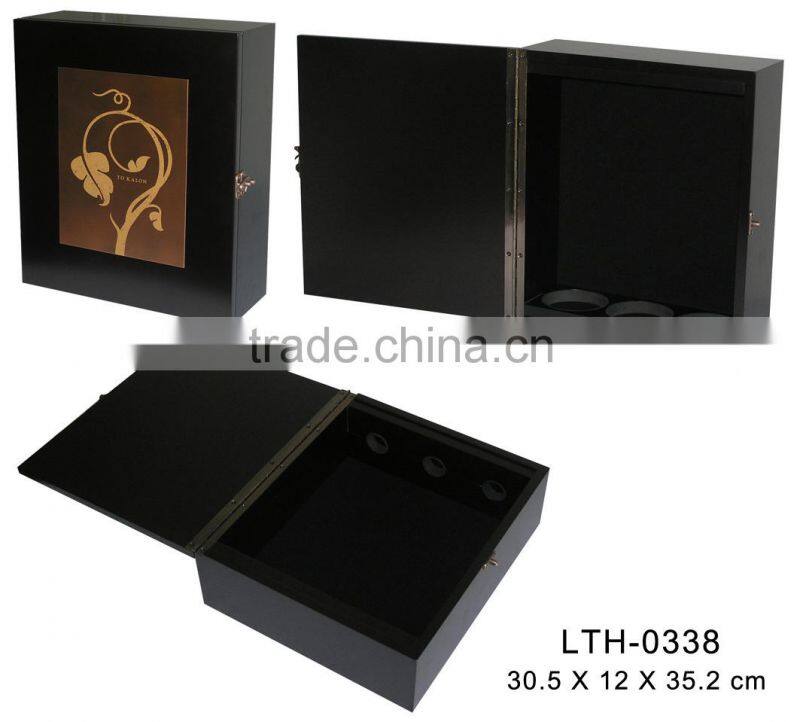 Black Matt finish handmade wooden wine packing box ,wooden box for wine
