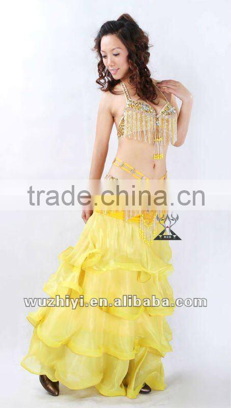 Sexy belly dance layered long skirt in performance/practice wear (QC1357)