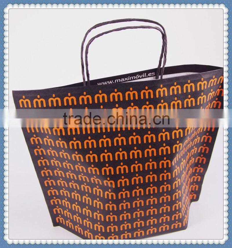 2016 New design popular kraft paper bag eco friendly & economic with twisted patch handle