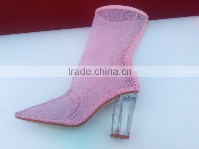 CX340 clear heel mesh upper dressing boot