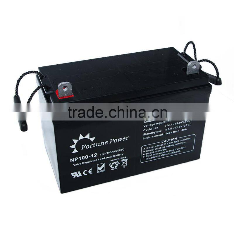 Newest hot selling rechargeable lead acid solar 12v 100ah ups battery