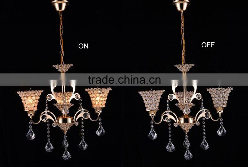 Antique Top Sale High Quality Gold Crystal Chandelier with 3 Lights