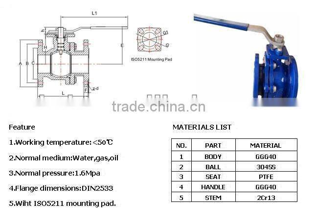 DIN DN50-DN200 API598 BALL VALVE PN10/16
