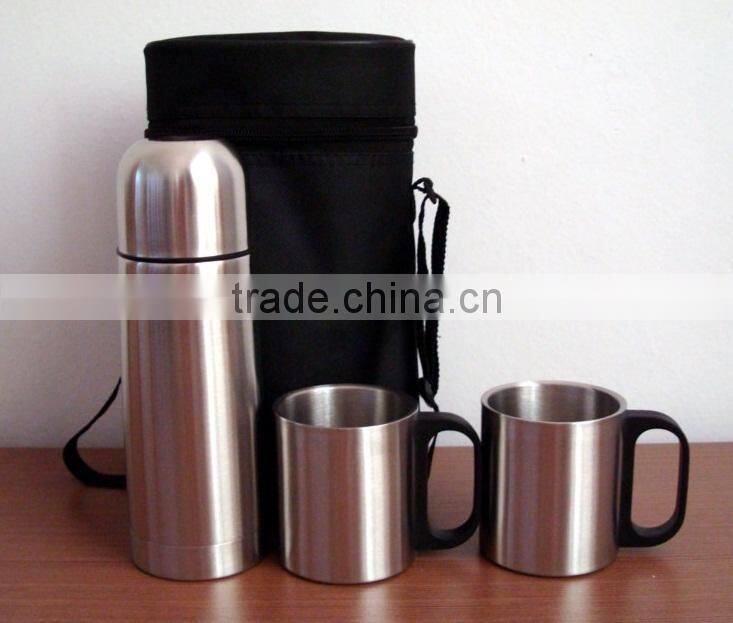 500ml stainles steel vacuum flask gift sets with 2pcs travel mug