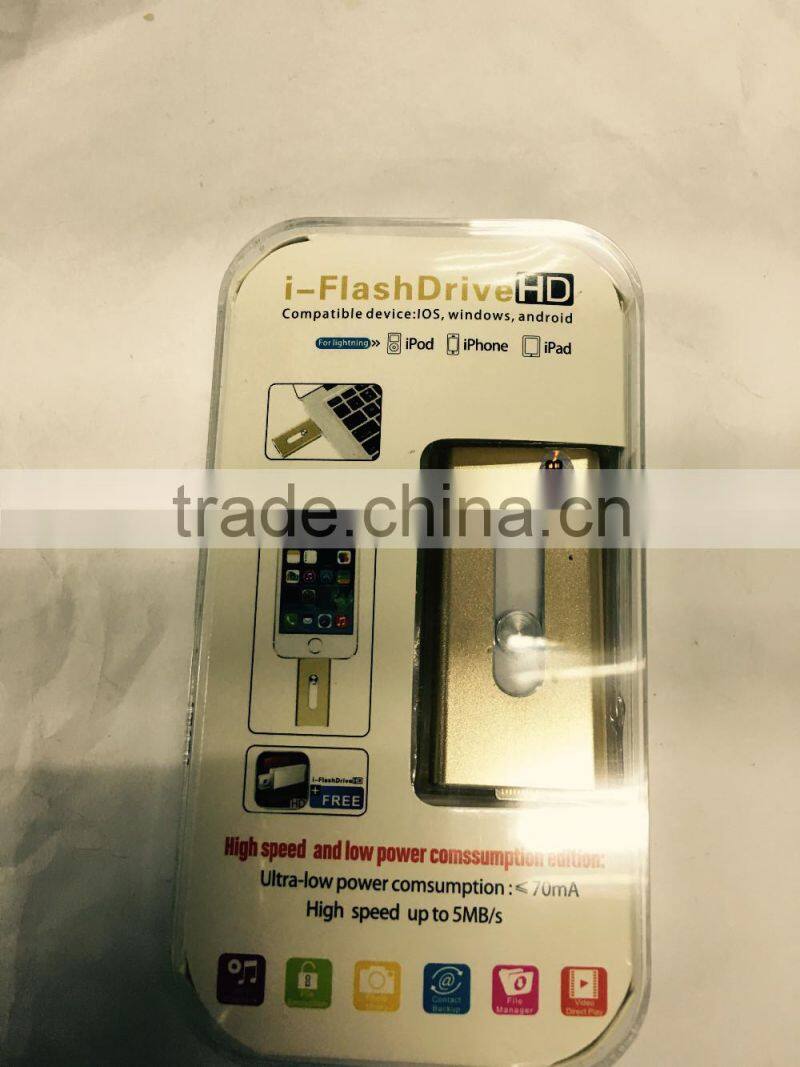 cheap 8GB/16GB/32GB/64GB i flash drive HD OTG usb flash drive for i-Phone/i-Pad expansion memory gift box paypal