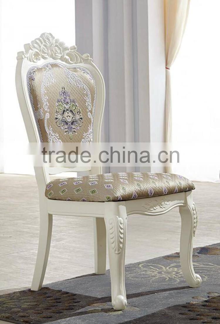 Modern european style furniture white wood carved armless dining chair for dining room