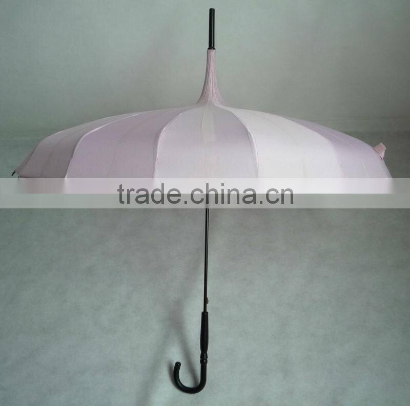 23 inch 16k manual open pink color pagoda umbrella for lady