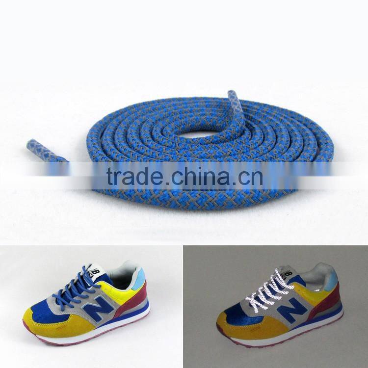 Fashion shoelace 4mm reflective laces with plastic shoe lace tips