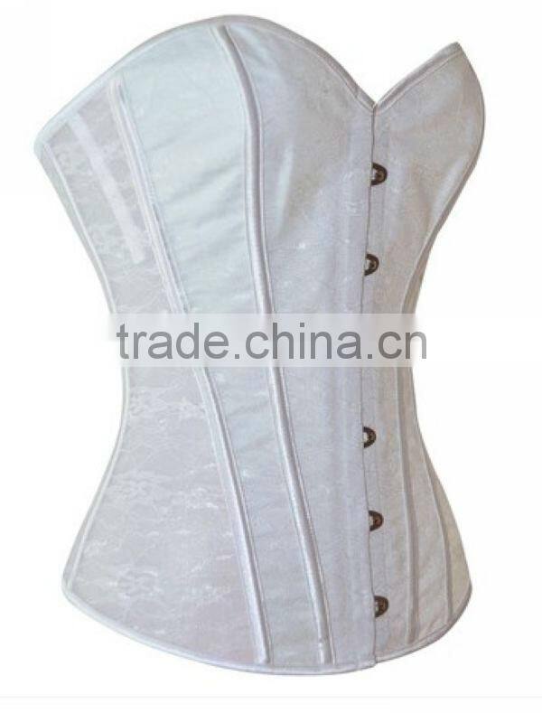 Overbust pattern corset plain white corset top to wear ouot
