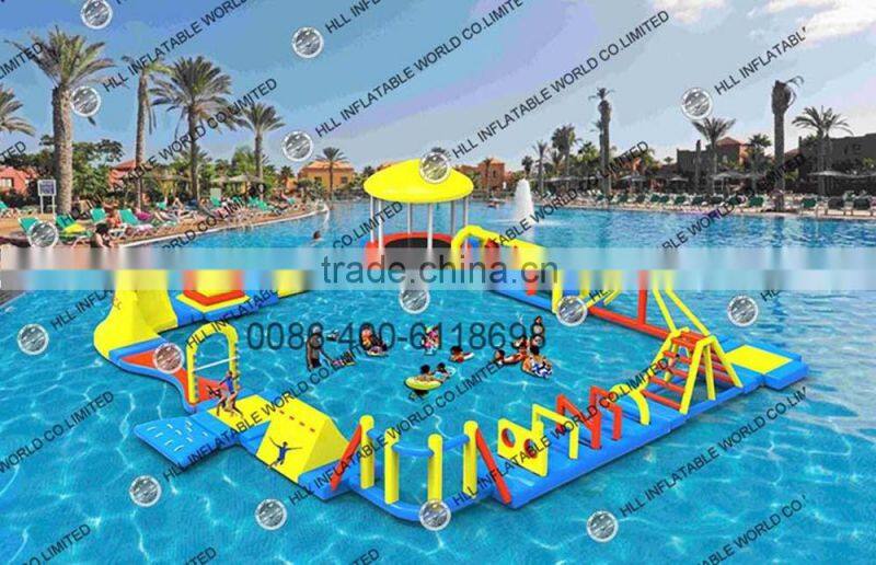 Floating inflatable aqua water park