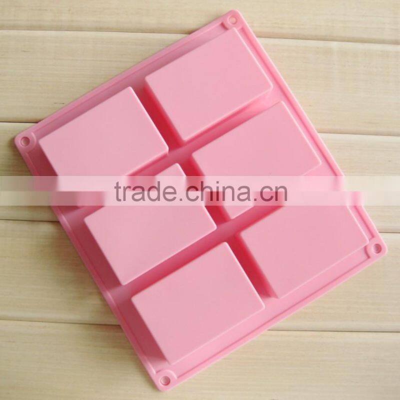 food grade 6 cavitiy 8x5.5x2.5cm 110g soap nonstick rectangle silicone forms for soap making