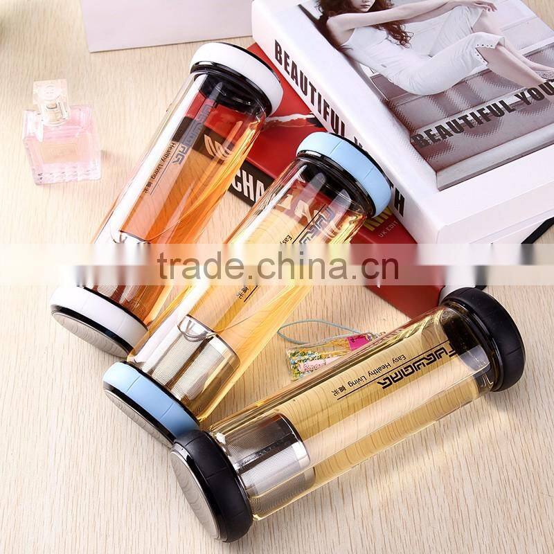 Best Sale Drinking 500 ml Green Sport Glass Water Bottle With Fruit Infuser