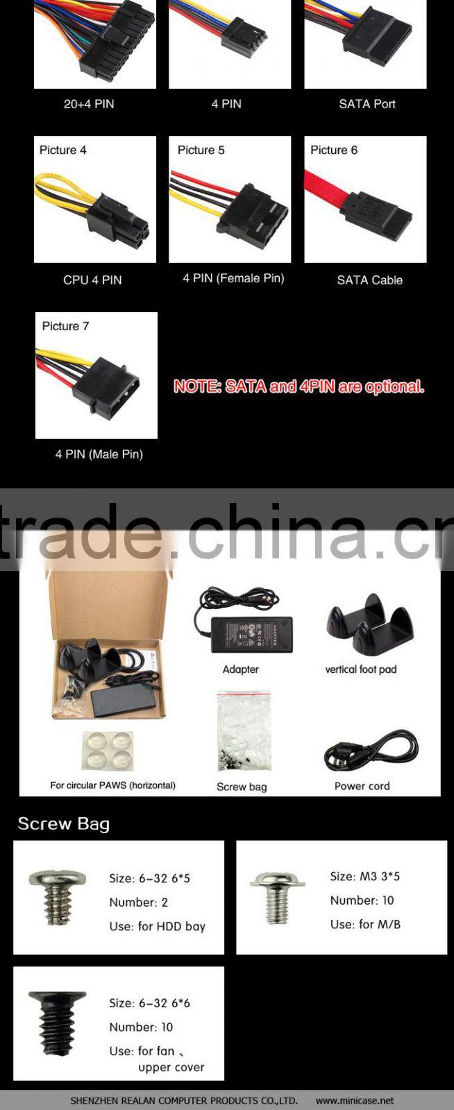 REALAN New Thin Mini ITX Custom Gaming HTPC Computer Case E-2019 with Power Supply (SGCC 0.8mm, 2.5'HDD) OEM