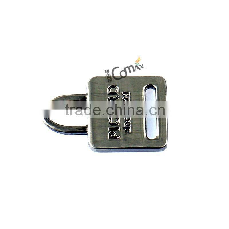 Mini rectangular alloy brush gun metal custom zipper puller