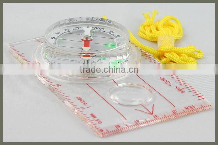 DC45-5W transparent plastic military compass with rope