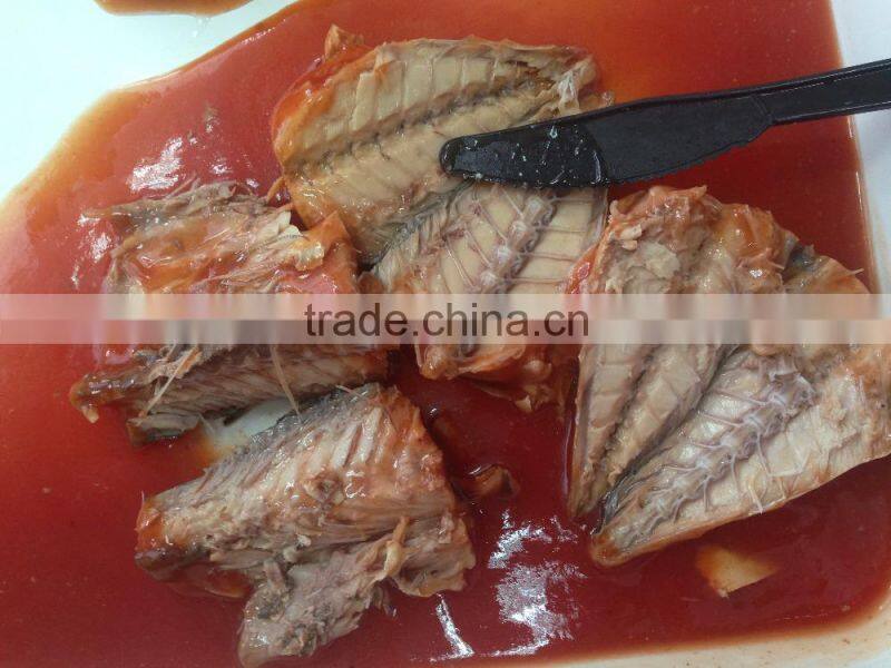 Good quality best price 425g canned mackerel fish in tomato sauce types of canned fish