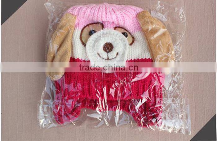 New Animal Dog Monkey Shaped Knitted Baby Cap Boy Autumn Winter Warm Hat Children Kids' Cute Cartoon Ear-protected Beanie