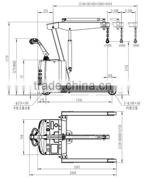 Veshai Full power floor crane 1.2 ton VH-WCE-120/120EM