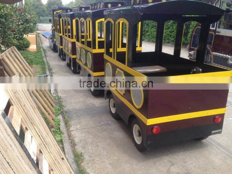 Kids trackless fun train, Mini electric train, Sighseeing electric train, Tourists use train