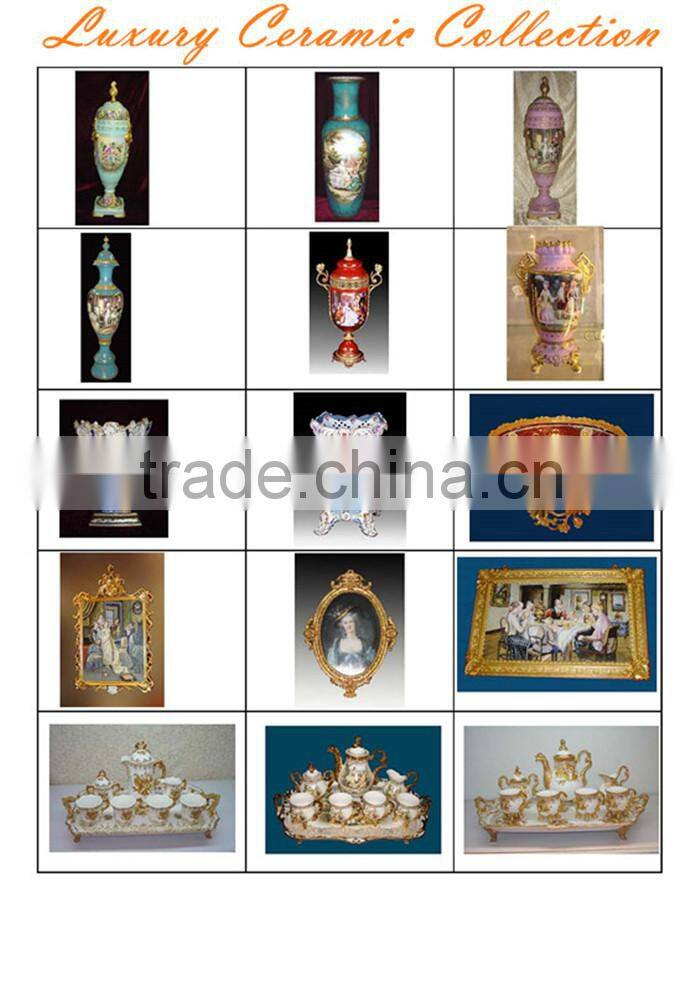 Ancient Arabic Style Hand Painting Creative Decoration Desk Clock, Copper Cast and Ceramic Crackle Table Clock