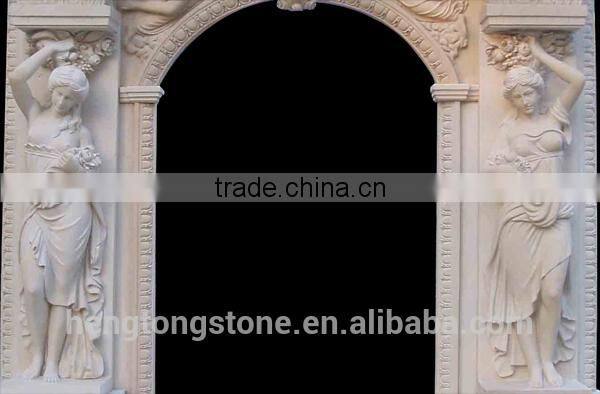 Home Decorative White Stone Door Frame with Girl Statue