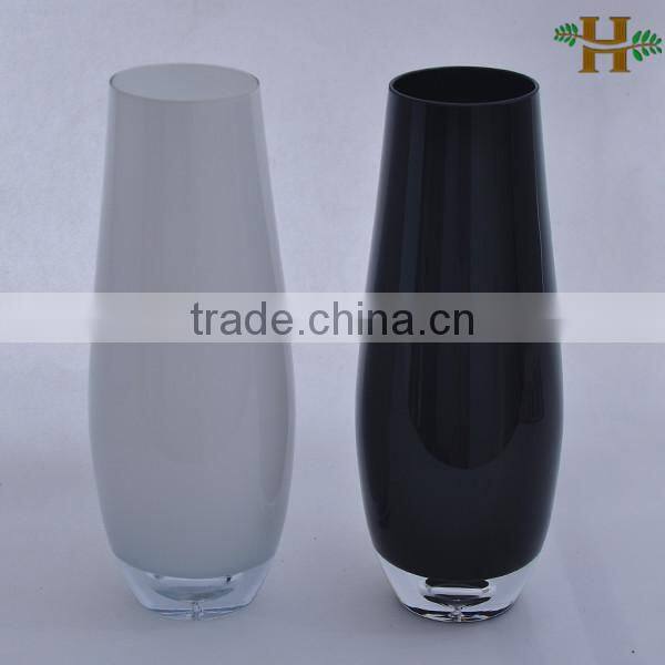 Mouth blown stained glass vases with bubble