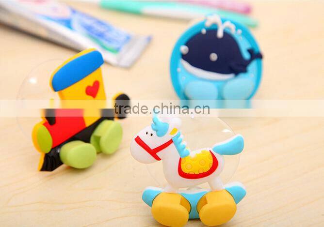Q054 soft silicone cartoon small animal sucker single toothbrush holder