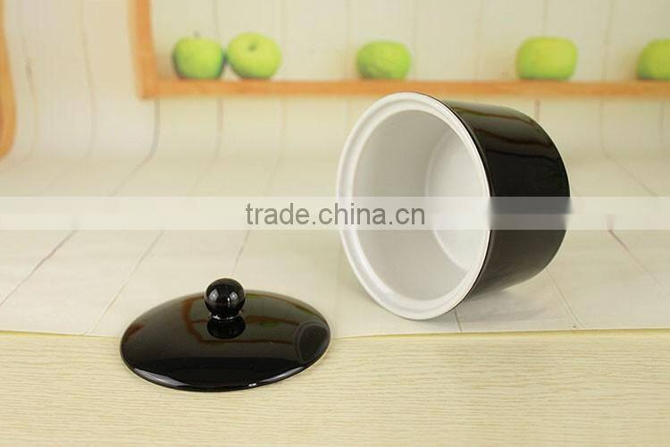 Factory wholesale New ideas novelty black ceramic casserole stew pot with lid