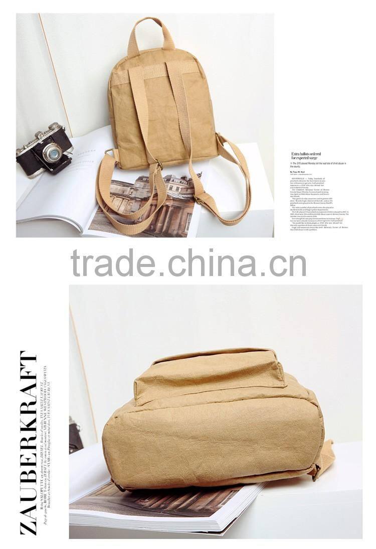 OEM factory direct sale daily carrying bag/washable kraft paper backpack