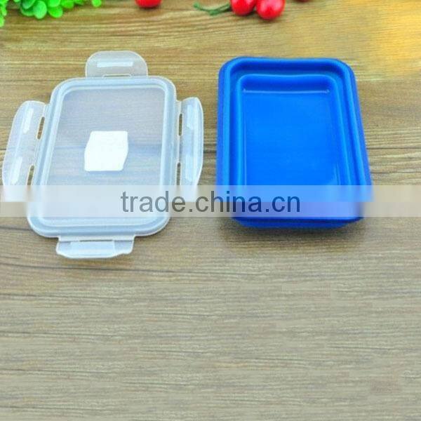 Hot! FDA/ LFGB food grade flexible microwave oven heated safe square silicone lunch box