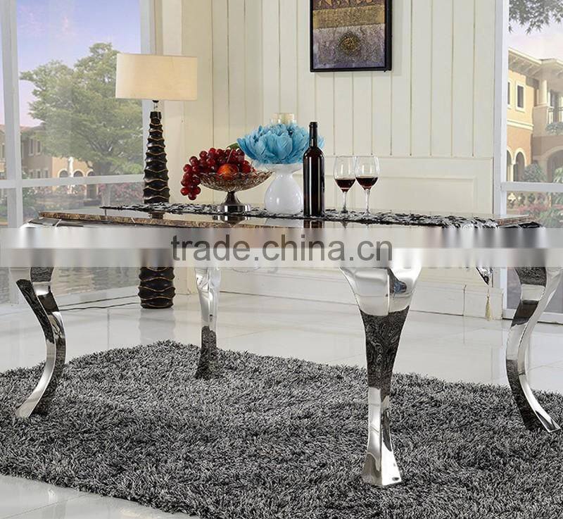 simple designs 4 stainless steel legs marble top dining table