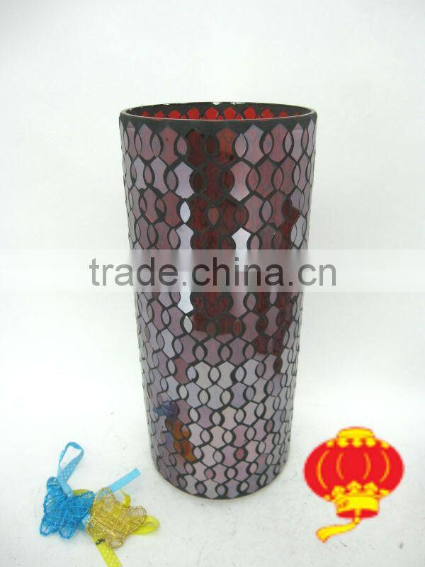 Wedding Gift Red Mosaic Chinese Vase Glass Cylinder