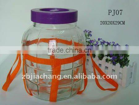 large glass wine jar with plastic lid PJ07