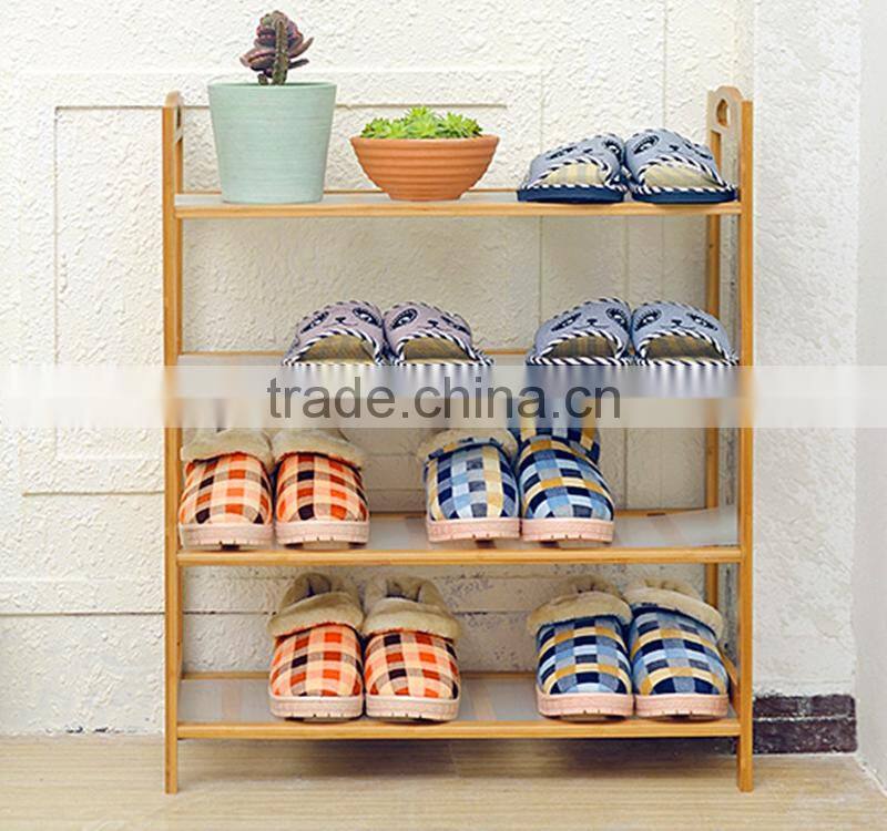 Factory price wholesale 4 tier practical promotion wooden shoe rack