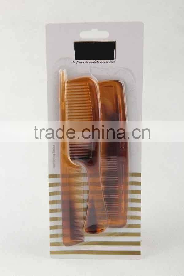 3PC amber transparent plastic hair brush/comb