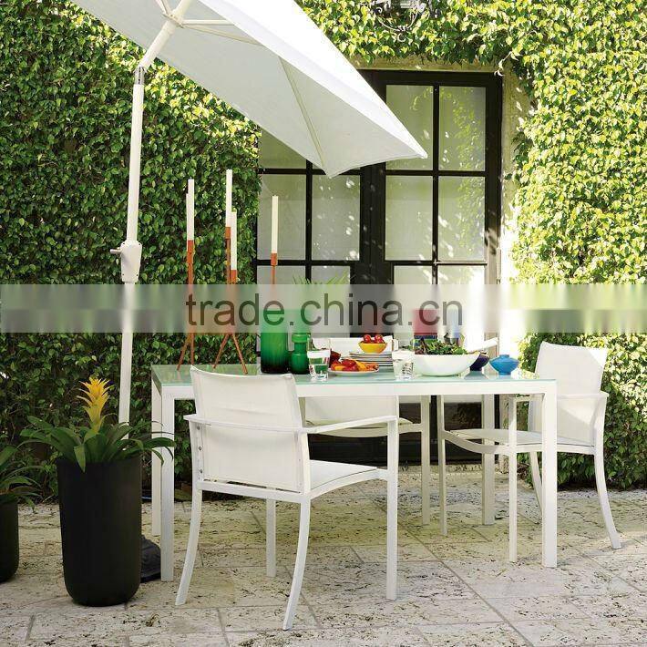 Barrow Glass-Top Rectangle Outdoor elegant white glass dining table