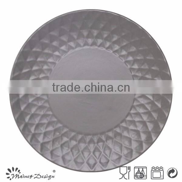 Round Crockey ceramic stoneware emboss dinnerware plate