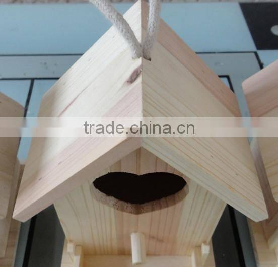 wholesale unfinished Beautiful pine wooden bird house