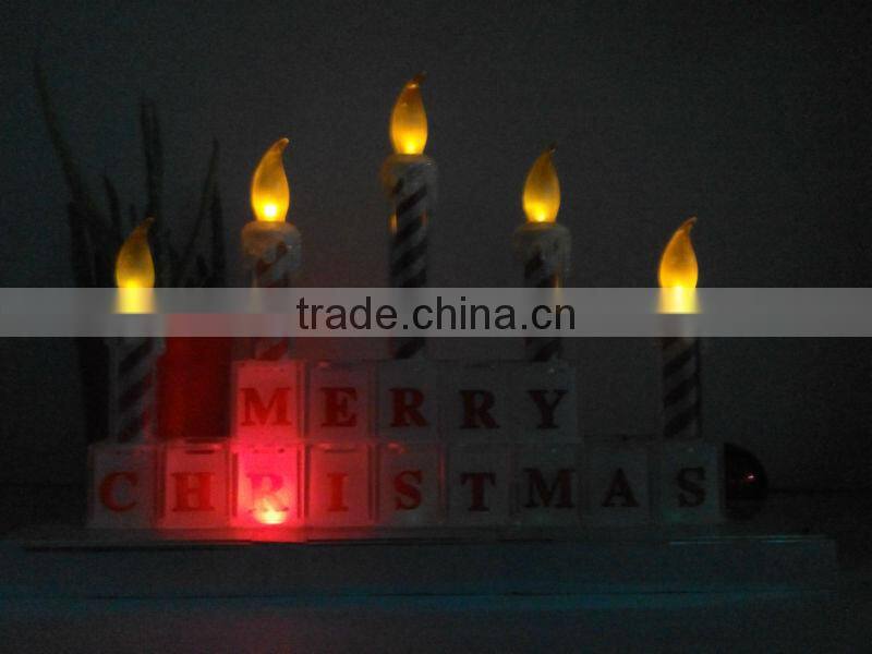 christmas candle holder christmas decoration LED lighted candle color changing