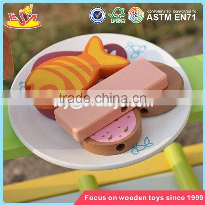 wholesale preschool kids play barbecue wooden toy bbq set new design girls wooden toy bbq set W10C302