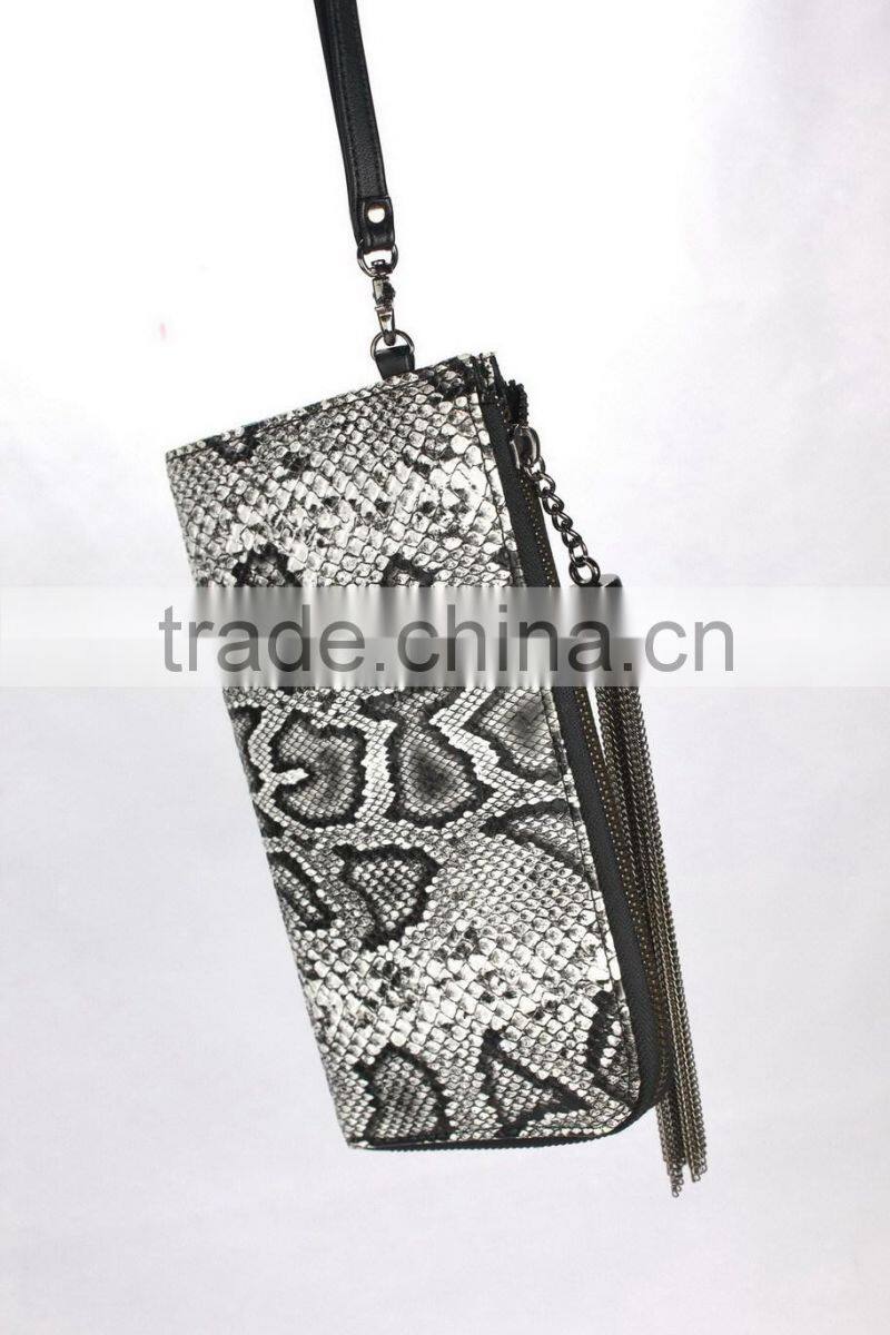 Ladies 2016 fashion handbag in snake pattern clutch evening bag