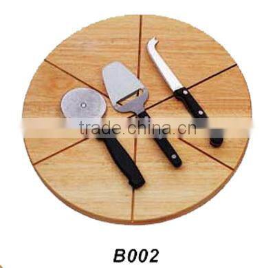 Cheese knife set with wood cutting board
