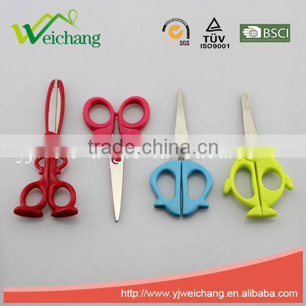 WCSC210 premium novelty wholesale soft handle colorful school children plastic scissors with funny carrot shape cover