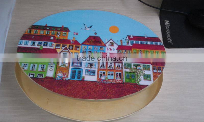 pine wood cheese printed circle box|wooden box